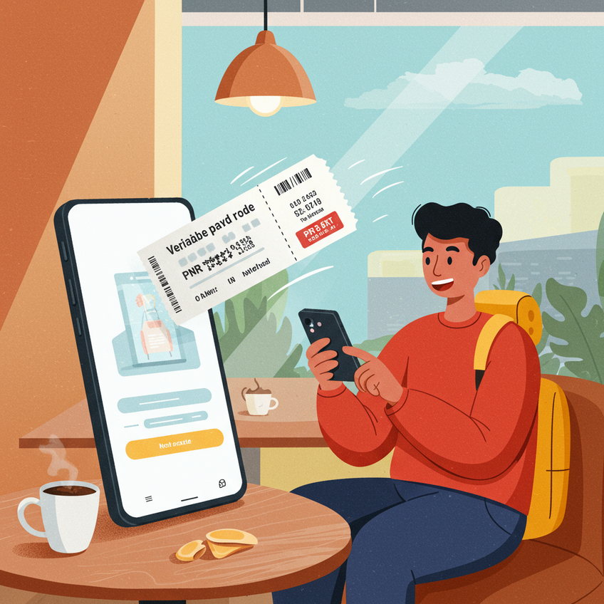 Getting an Instant Verifiable Onward Ticket Illustration of a traveler easily getting a verifiable onward ticket on their smartphone, showing a fast and modern solution.